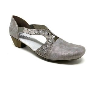 Rieker 41750-40 Mariah 50 Gray Metallic Mary Jane Comfort Heel